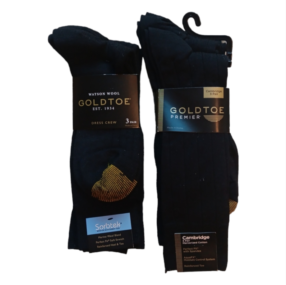 Goldtoe mens dress crew socks 2 pairs of 3